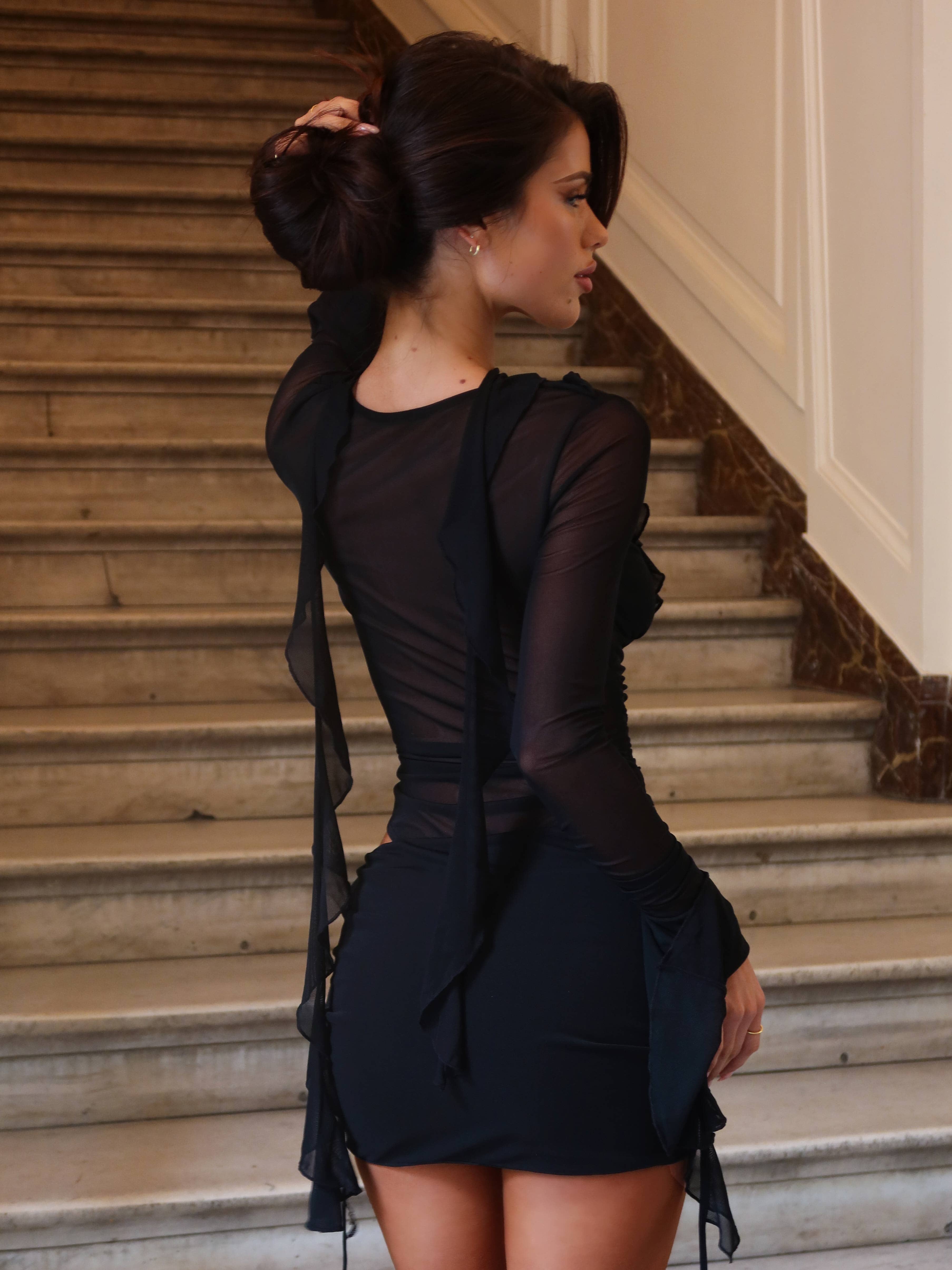 AVALINE MINI DRESS BLACK - Image 5