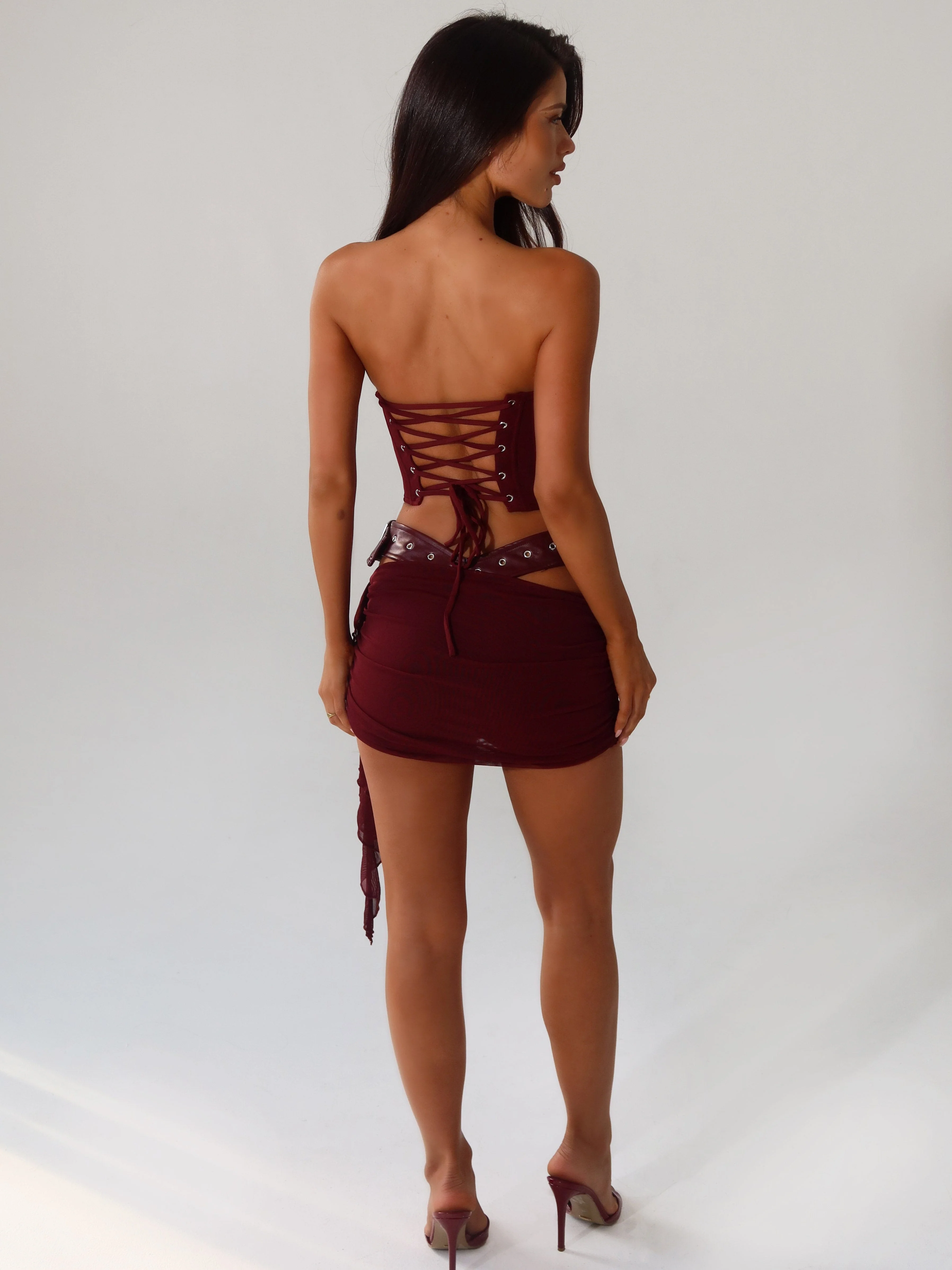 DESIREE MINI DRESS BURGUNDY - Image 7