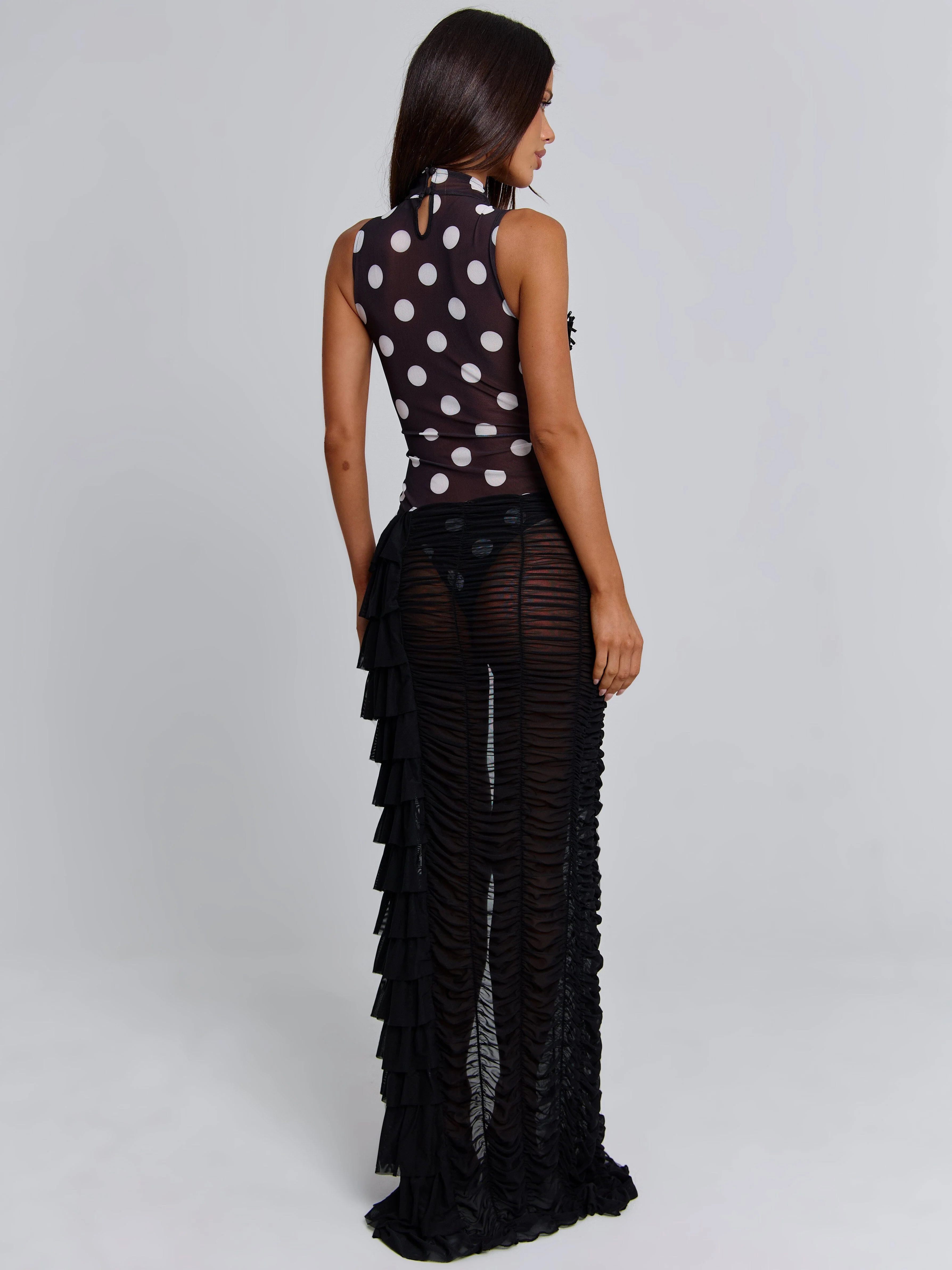 MAELIS MAXI DRESS BLACK POLKA DOT - Image 6