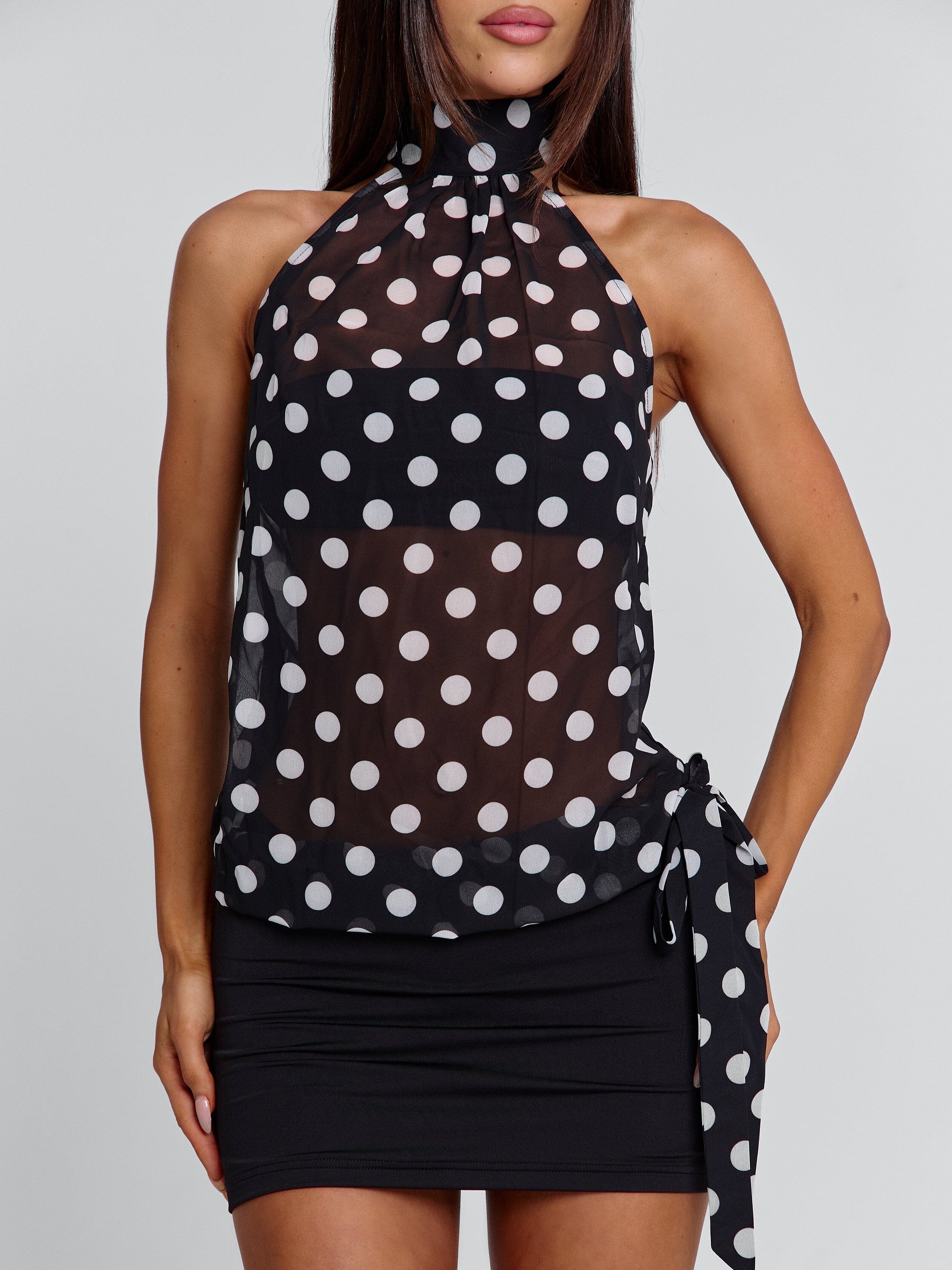 ORIANE MINI DRESS BLACK POLKA DOT - Image 4